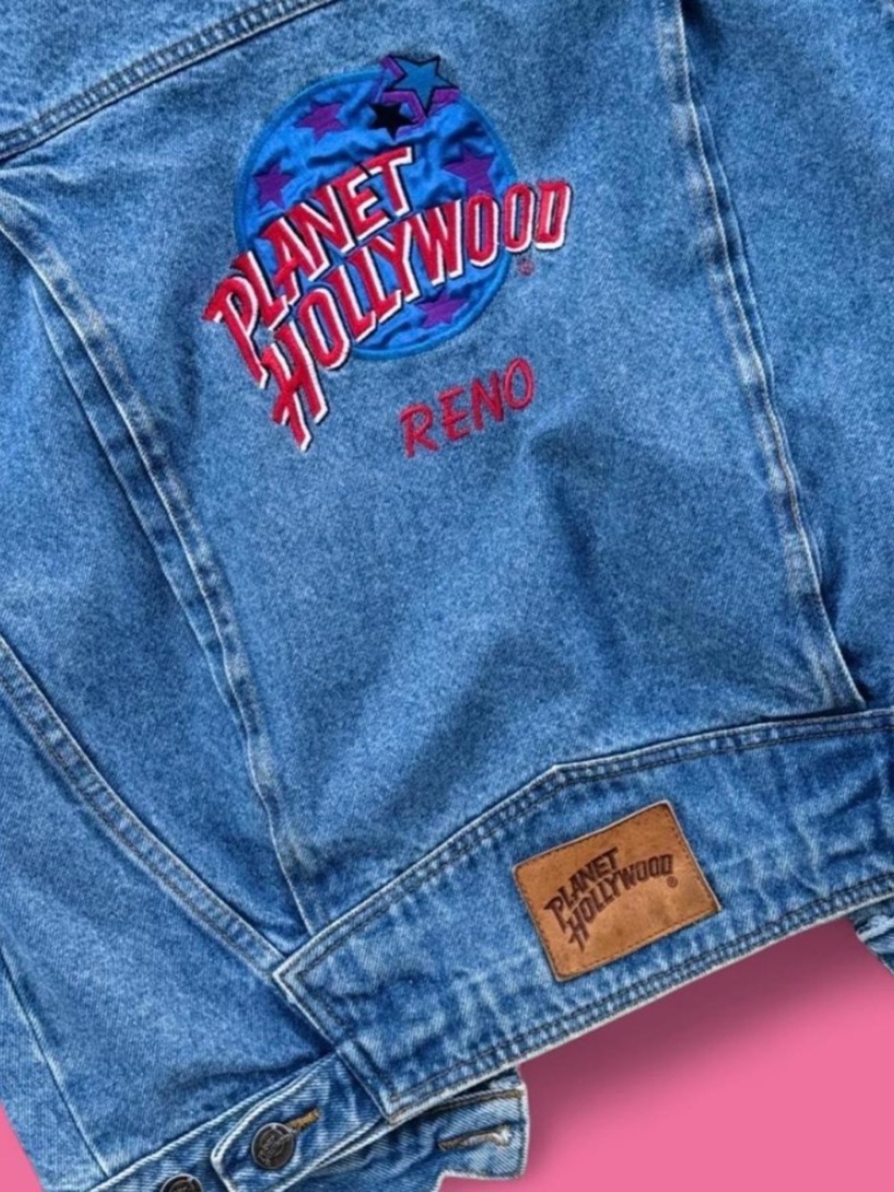 Iconic Vintage 1991 Planet Hollywood RENO Denim Blue Jean Jacket Adult Size XL